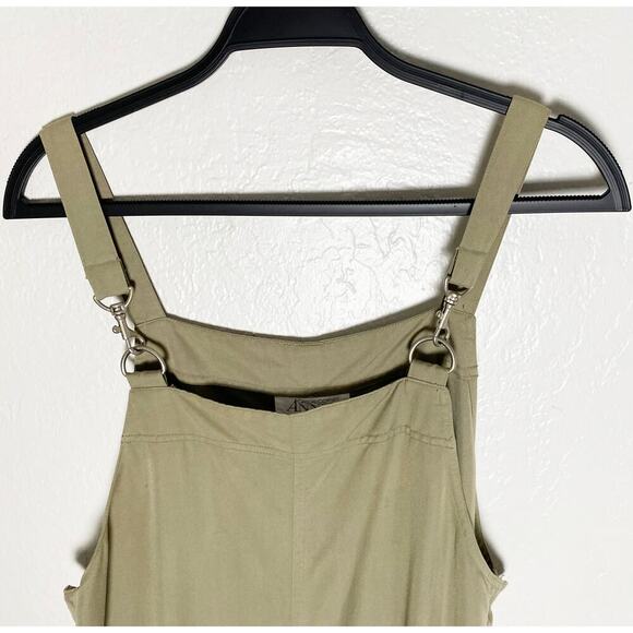 Casual Corner Annex Women's Khaki Overall Apron Maxi Dress Jumper Hook Straps L - Picture 3 of 8